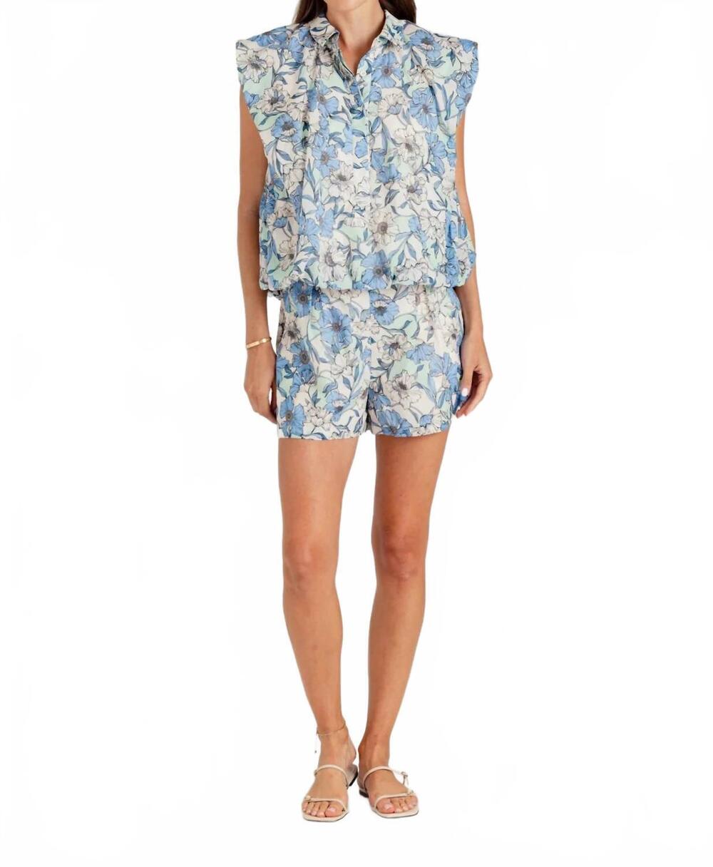 NEW SUNDAYS sutton cap sleeve button down shirt in vista floral